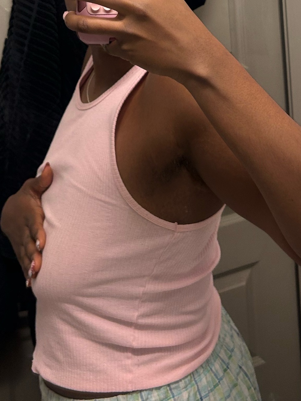 Light Pink Ribbed Tank Top - Picture 2 of 3